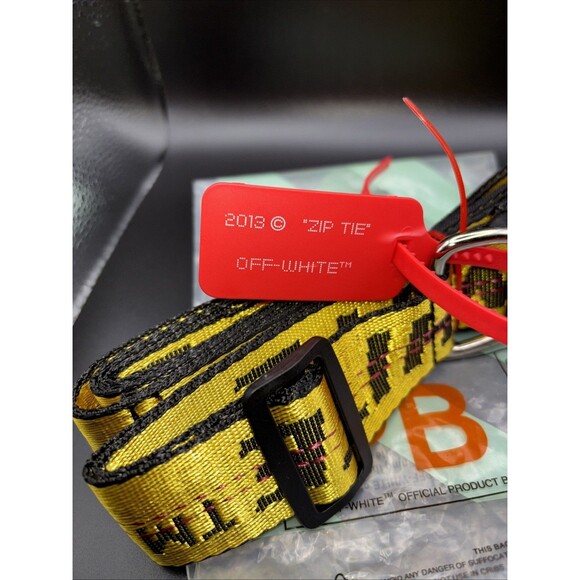 $282 Off-White Men's Yellow Industrial Logo Buckle Woven Belt One Size - Picture 3 of 5